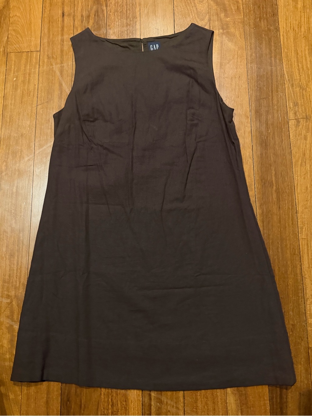 GAP Sleeveless Linen-Blend Apron Mini Dress Brown Small Petite NWT